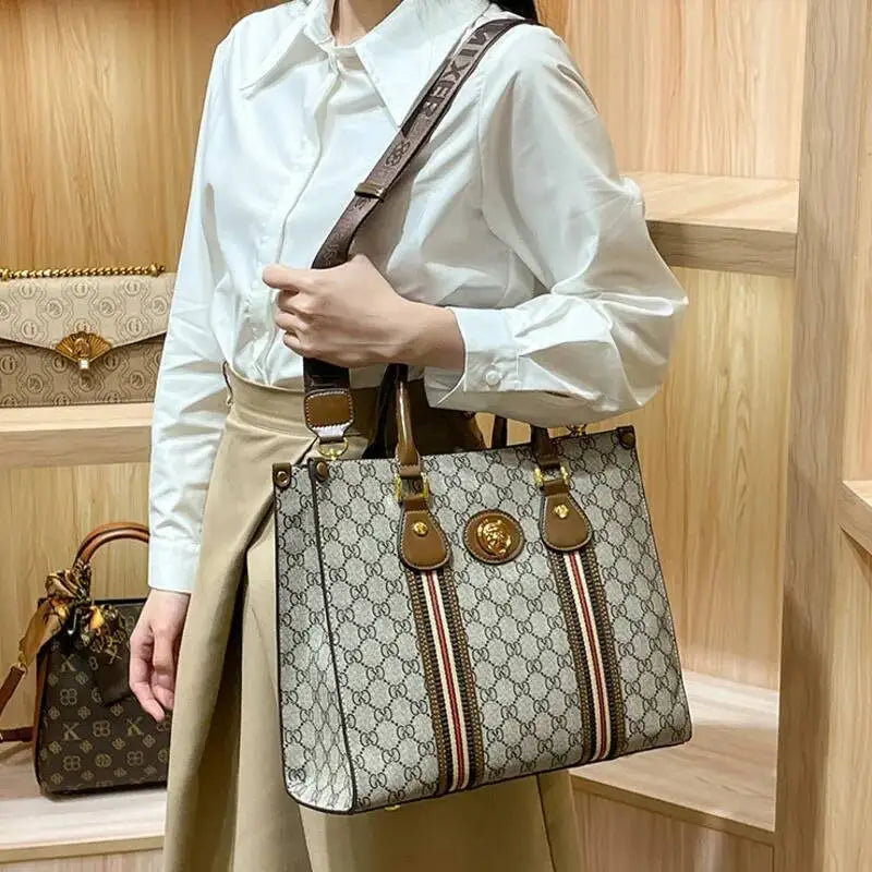 Women's Printed Microfiber Leather Large Tote and Crossbody Bag