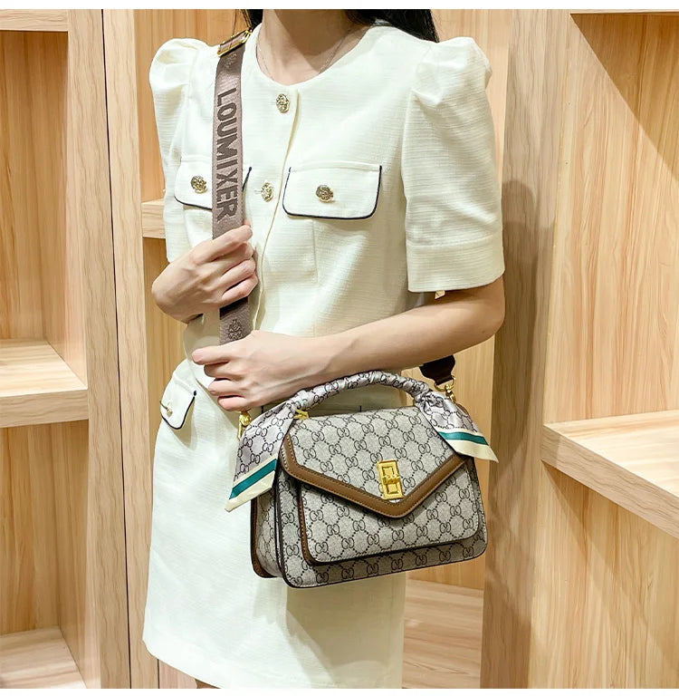 Color Blocked High-End Handbag and Crossbody Shoulder Bag