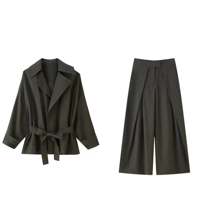 Women's Blazer & Pleated Pants Suit Set