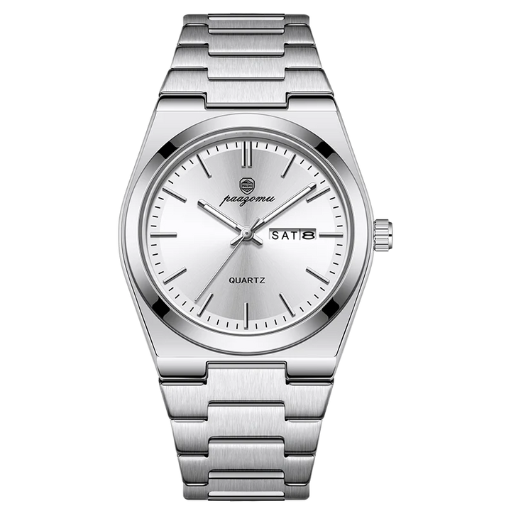 PAAZOMU Luxury Sport Quartz Man Wristwatch Waterproof Luminous Date Week Men Watches Stainless Steel Men's Watch Male Reloj+box