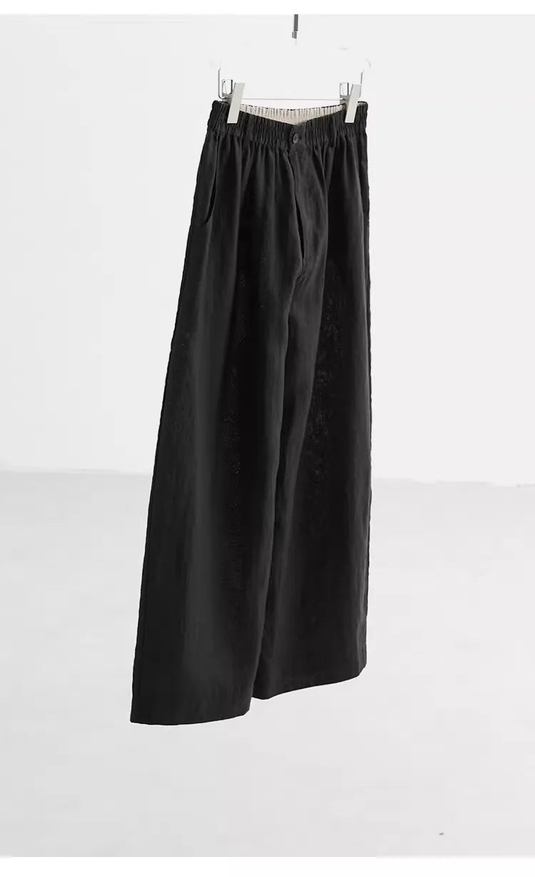 Women's Plus Size Loose Ramie Linen Elastic Waist Casual Pants
