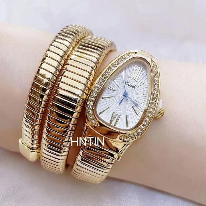 Women's Snake Bracelet Watch – Roman Numeral Quartz