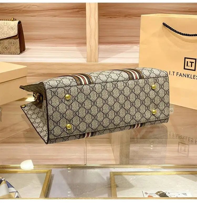 Women's Printed Microfiber Leather Large Tote and Crossbody Bag