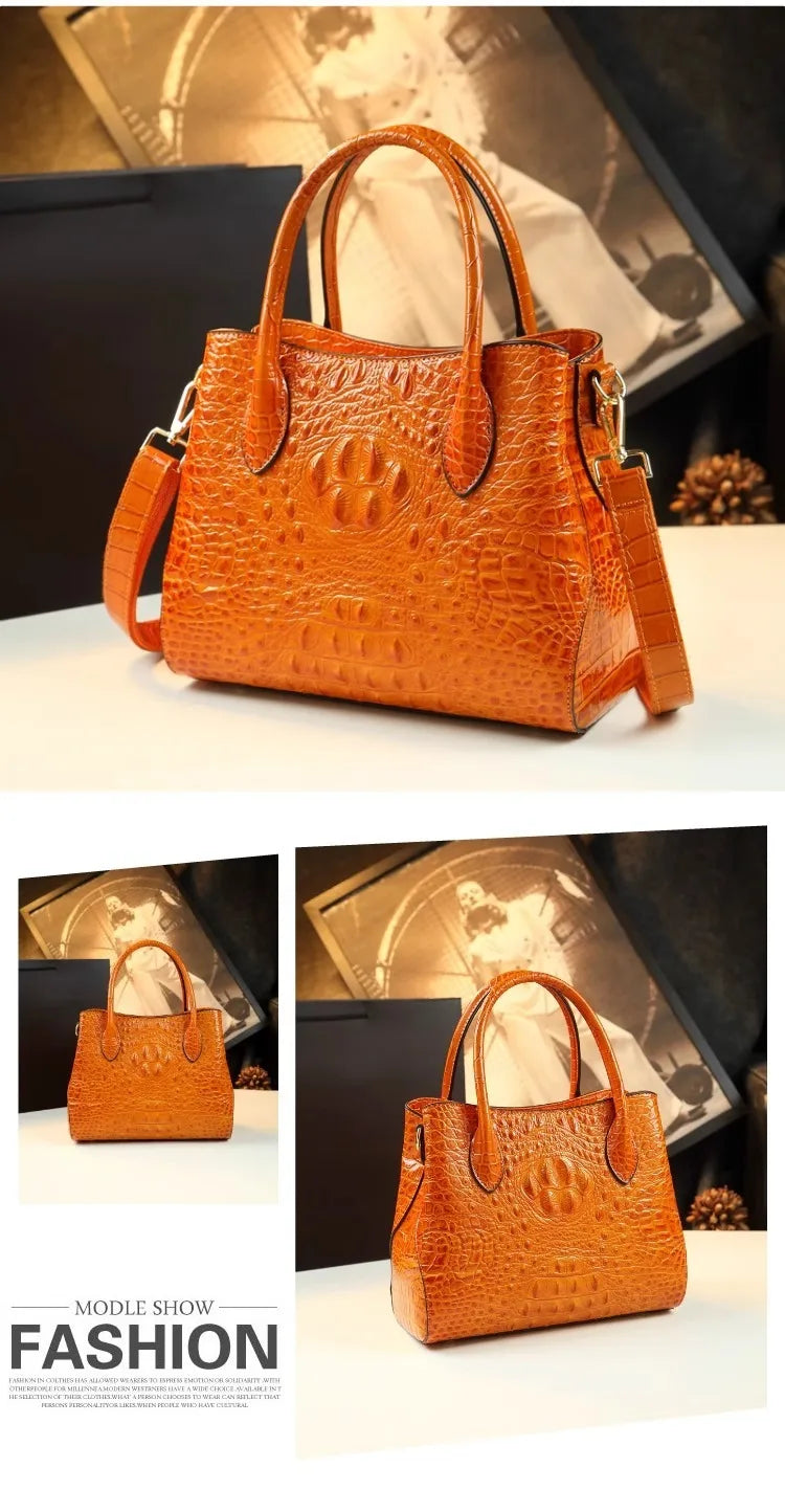 Crocodile Pattern Large Capacity Handheld Shoulder Bag