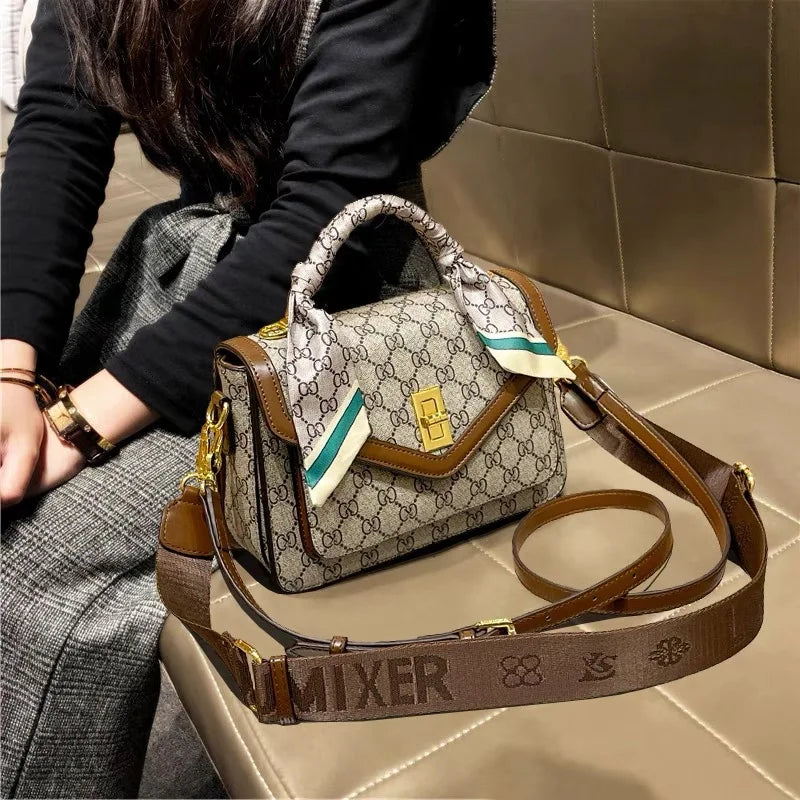 Color Blocked High-End Handbag and Crossbody Shoulder Bag