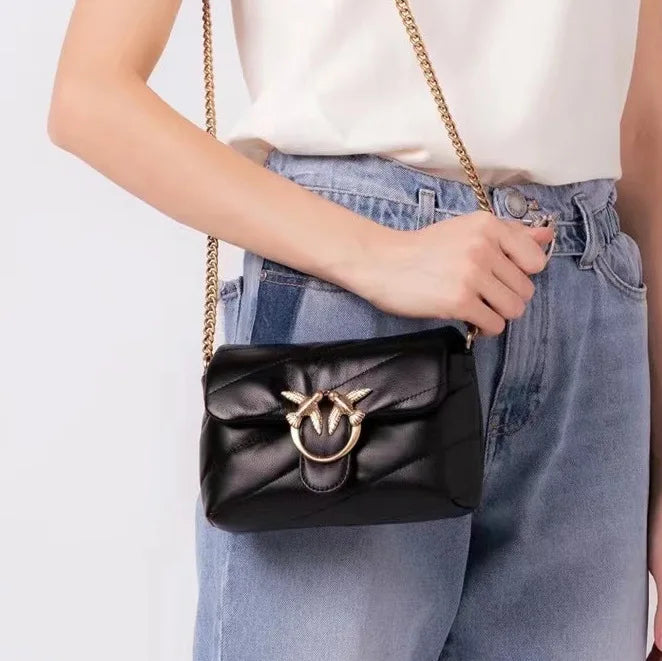 Genuine Leather Swallow Chain Crossbody Bag