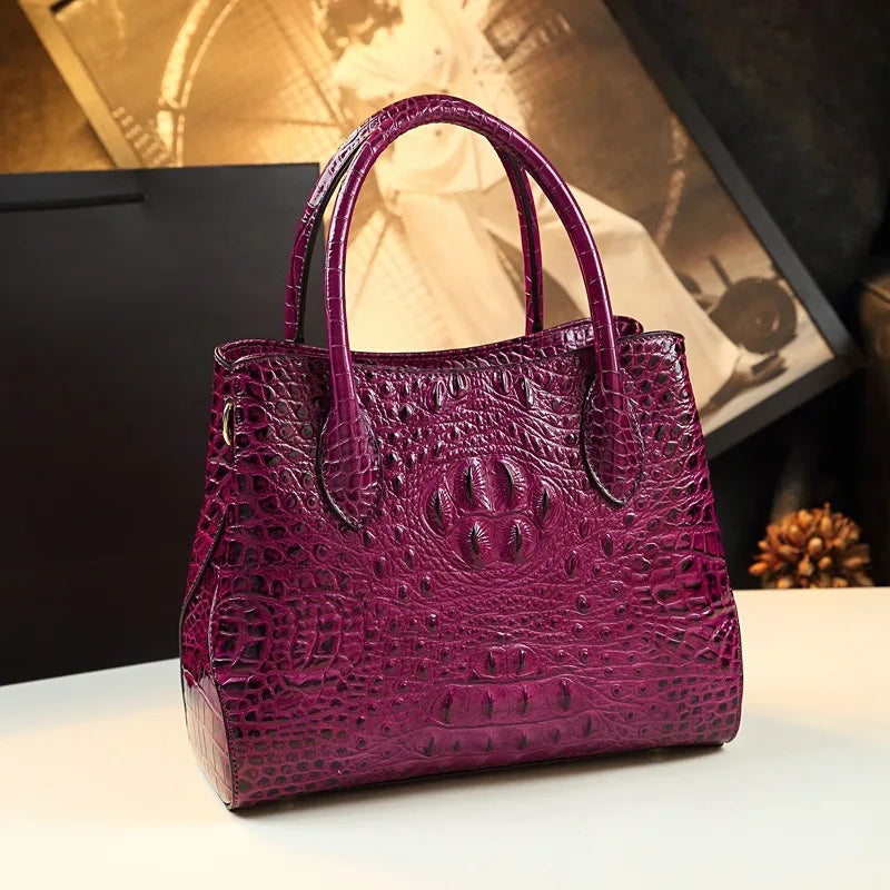 Crocodile Pattern Large Capacity Handheld Shoulder Bag