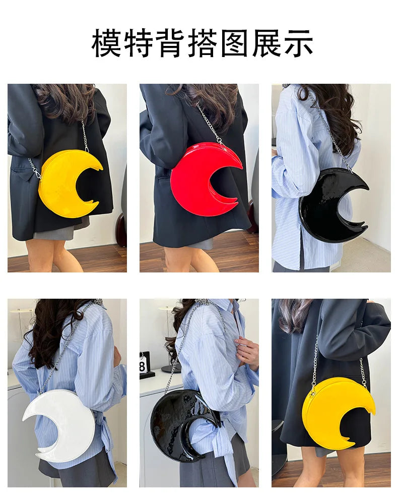 Women's Semi-Circular Crescent Shoulder and Crossbody Handbag