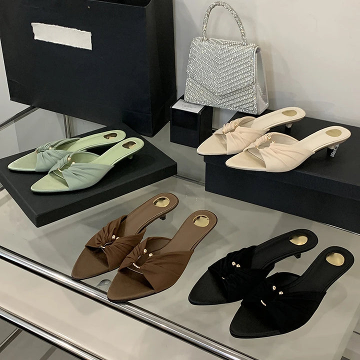 Women's Pointed-Toe Low-Heel Slip-On Sandals