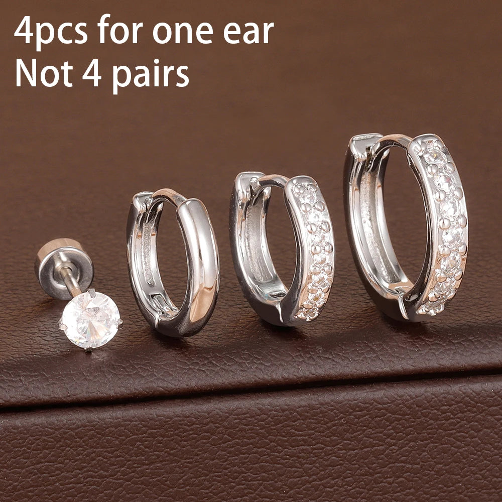 14K Gold-Plated Geometric Hoop Earrings Set