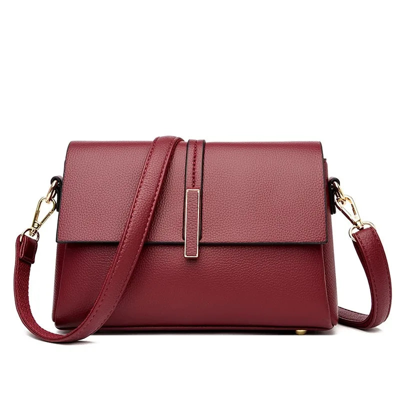 Women's Soft Real Leather Horizontal Crossbody Bag