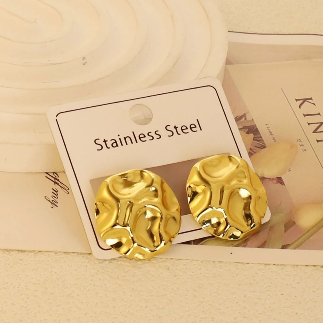 Gold-Plated Geometric Stud Earrings