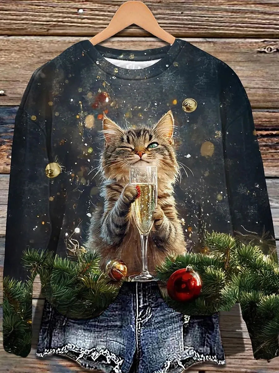 Women's Printed Crew-Neck Sweatshirt