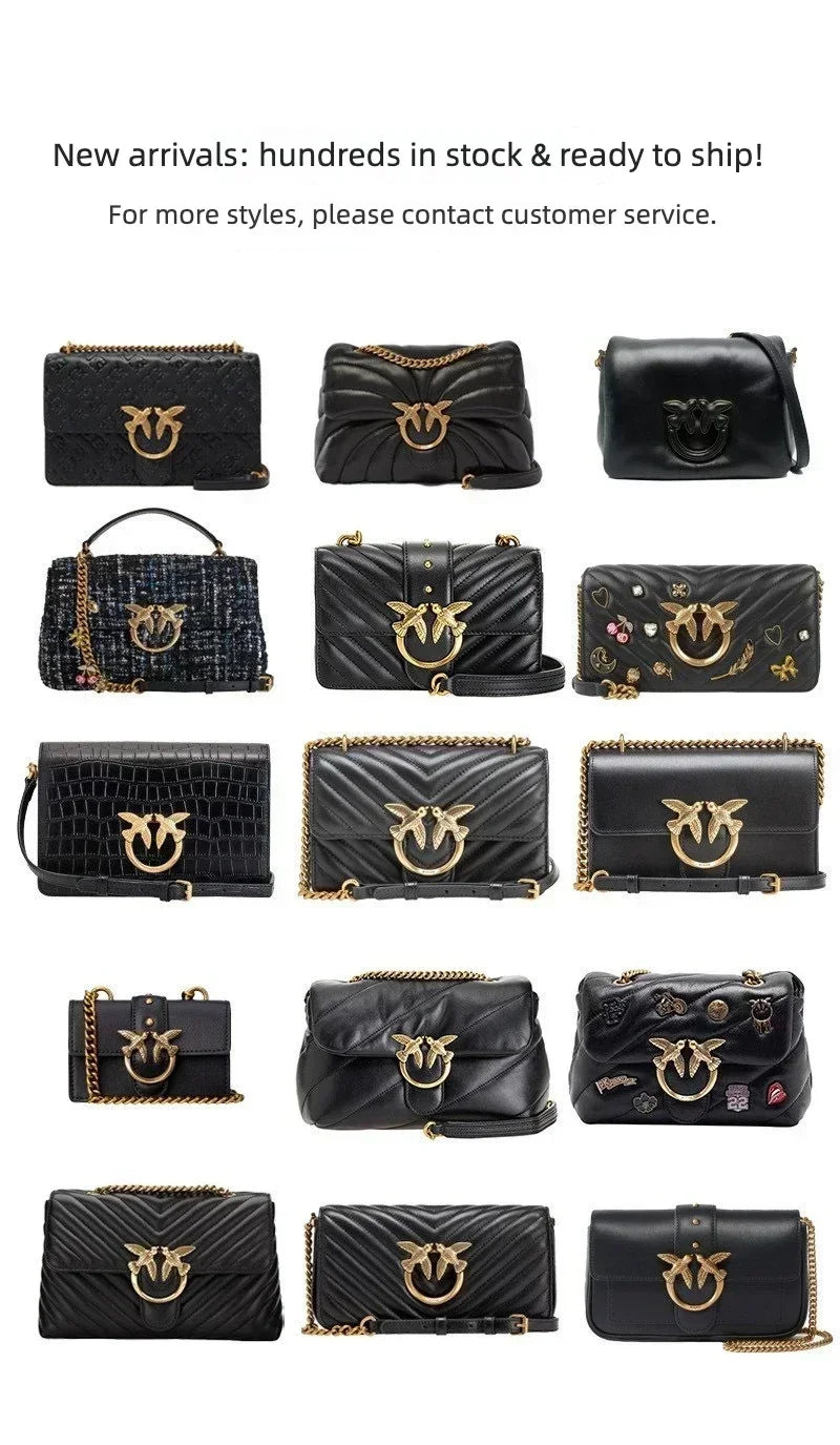 Genuine Leather Swallow Chain Crossbody Bag