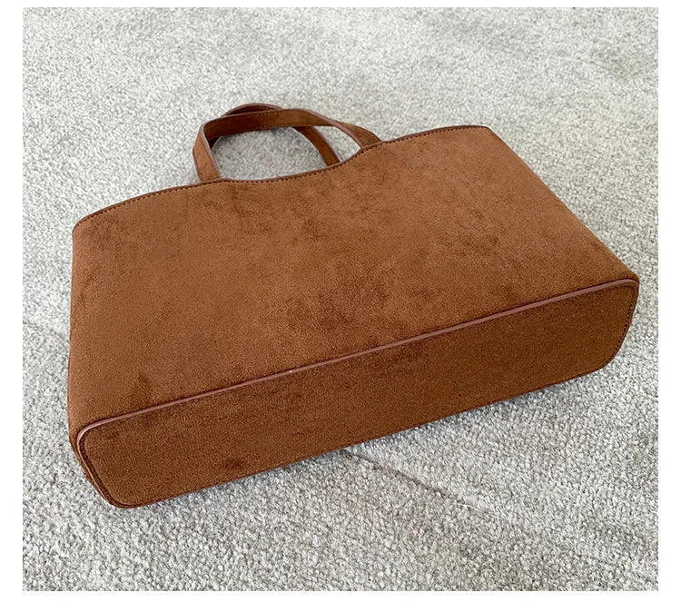 Retro Suede Shoulder Tote Bag for Women