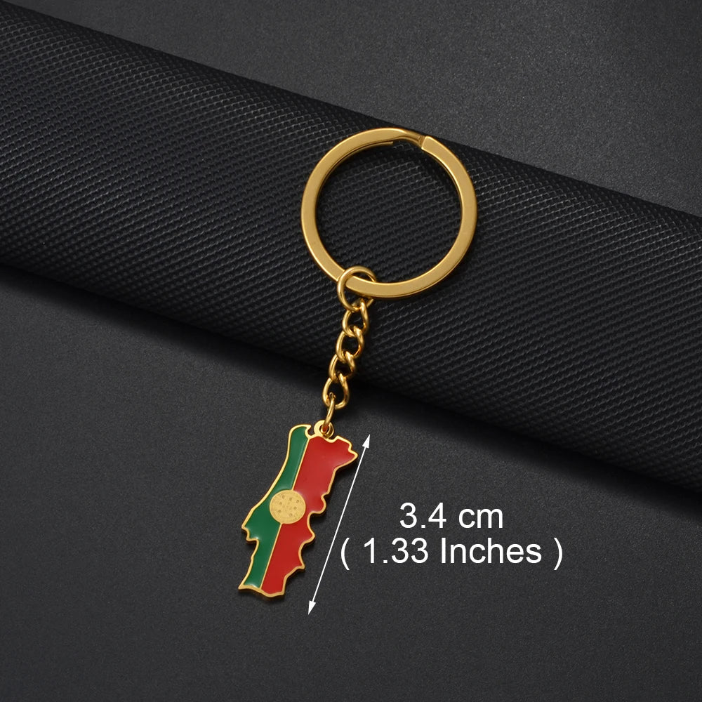 World Map Flag Keychain
