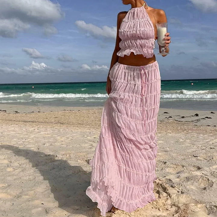 Women's Boho Backless Two-Piece Set