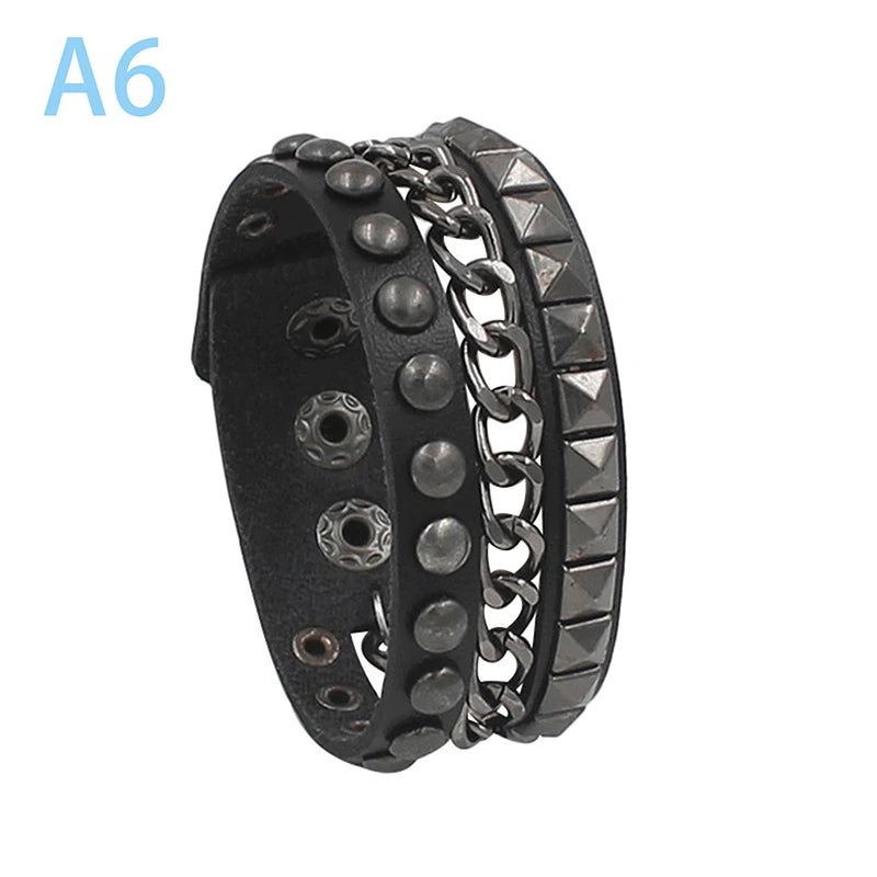 Punk Spike PU Leather Bracelet