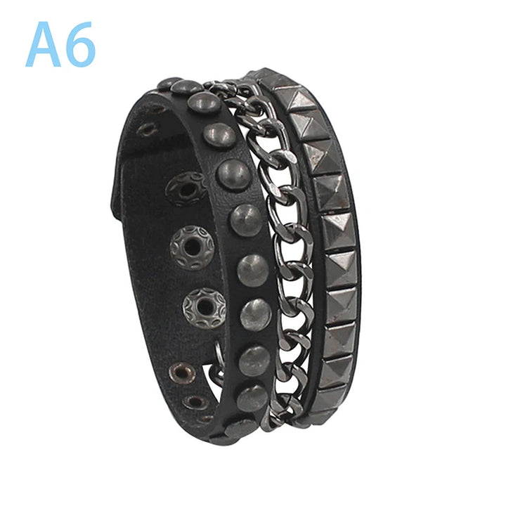 Punk Spike PU Leather Bracelet