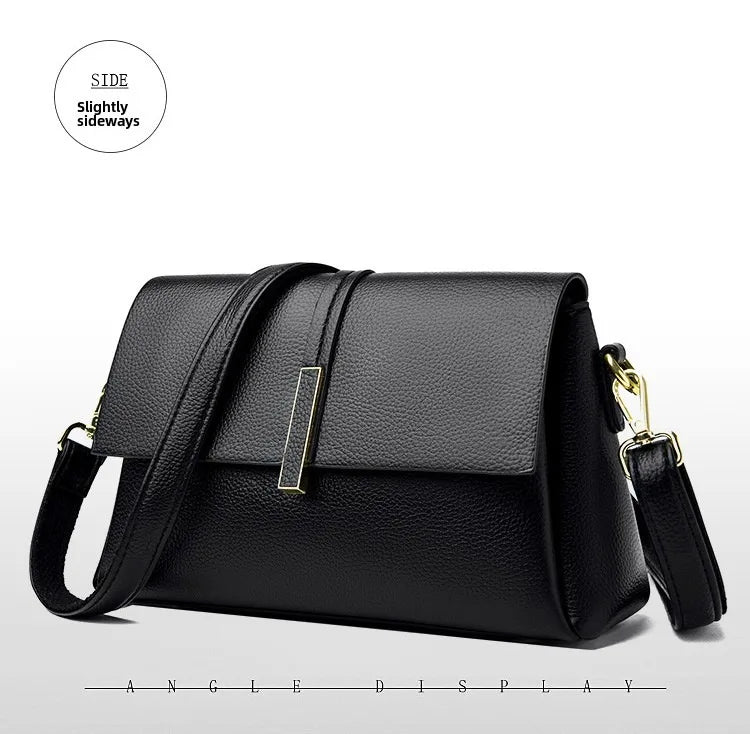 Women's Soft Real Leather Horizontal Crossbody Bag