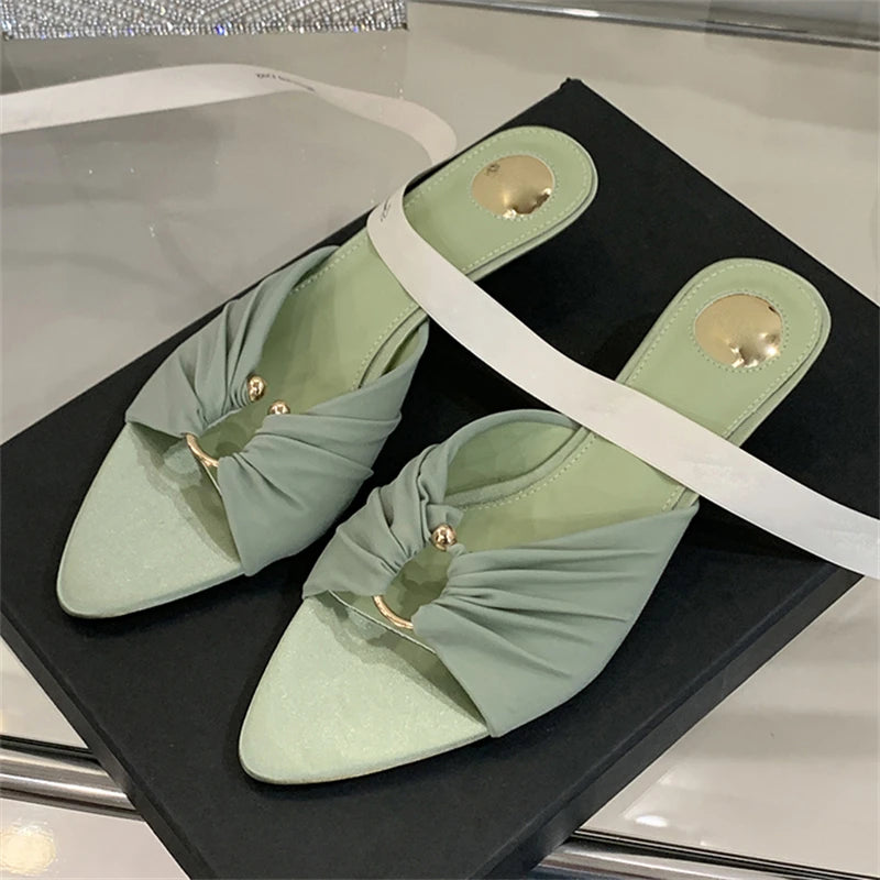 Women's Pointed-Toe Low-Heel Slip-On Sandals