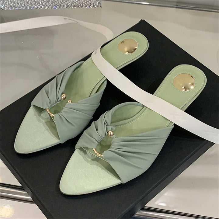 Women's Pointed-Toe Low-Heel Slip-On Sandals