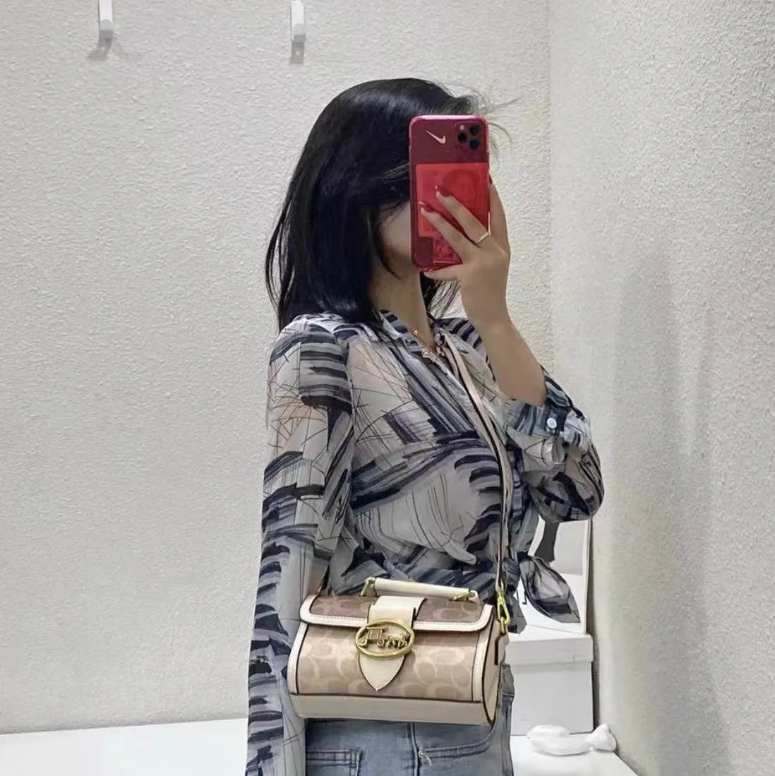 Designer Plush Small Square Crossbody Handbag
