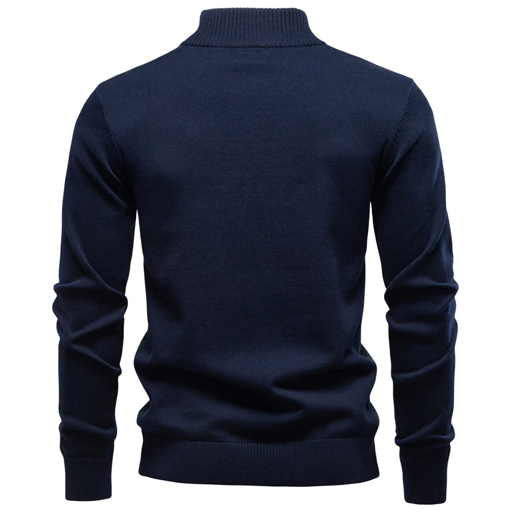Men's Striped Mock-Neck Knit Sweater