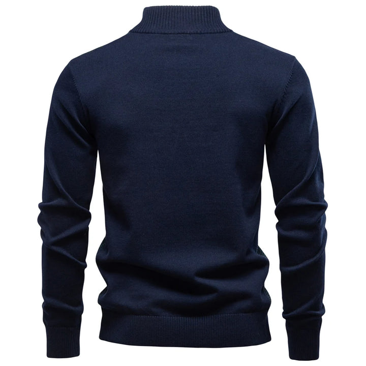 Men's Striped Mock-Neck Knit Sweater