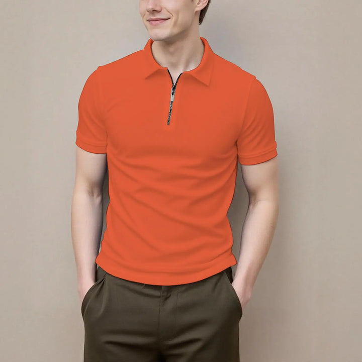 Men's Zip-Front Short-Sleeve Polo Shirt