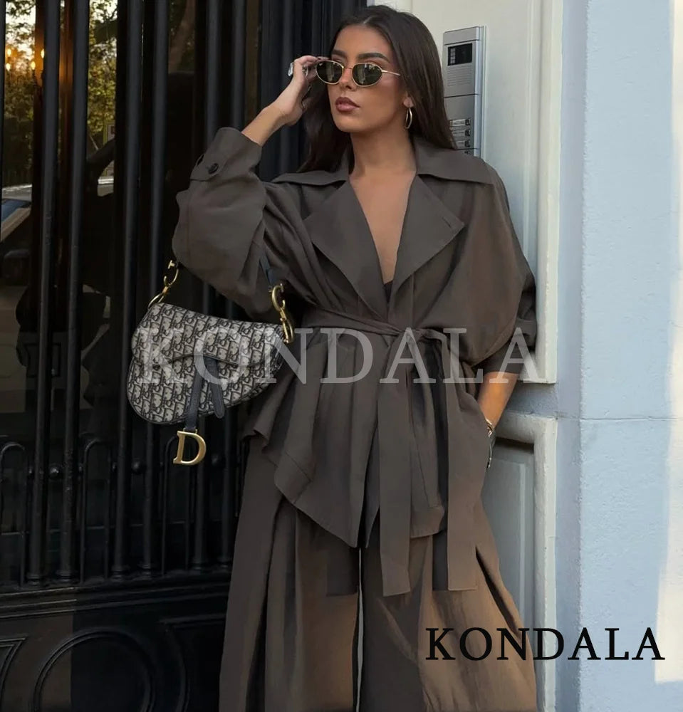 Women's Blazer & Pleated Pants Suit Set
