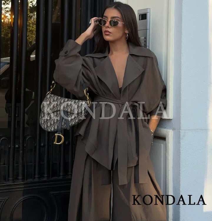 Women's Blazer & Pleated Pants Suit Set