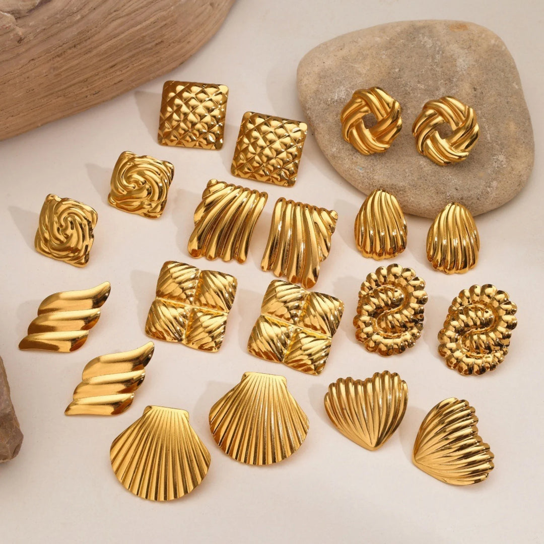 Gold-Plated Geometric Stud Earrings