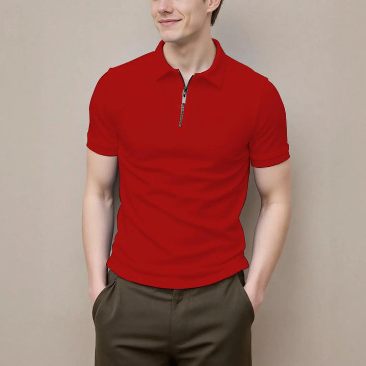 Men's Zip-Front Short-Sleeve Polo Shirt