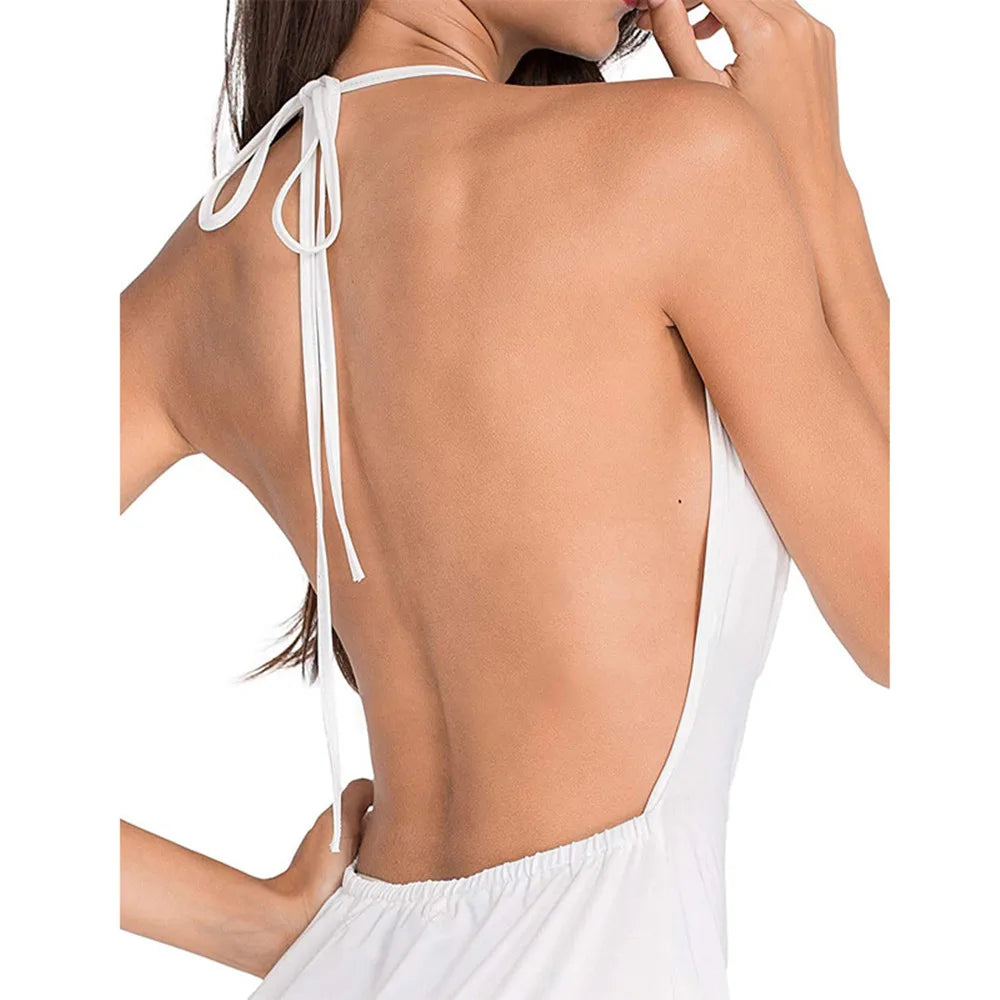 Elegant Backless Irregular Spaghetti Strap Mini Bodycon Dress