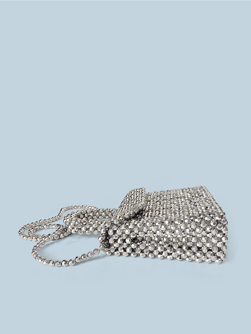 Handmade Silver Woven Bead Dinner Bag