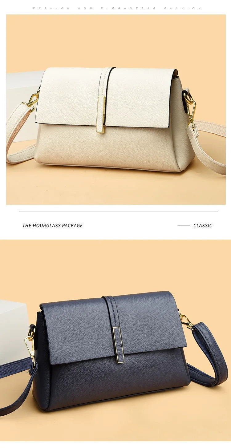 Women's Soft Real Leather Horizontal Crossbody Bag