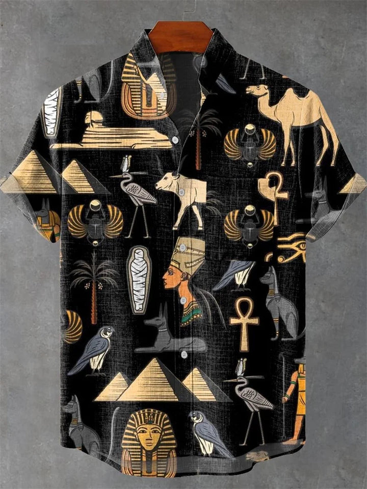 Men's Linen-Blend Short-Sleeve Casual Shirt