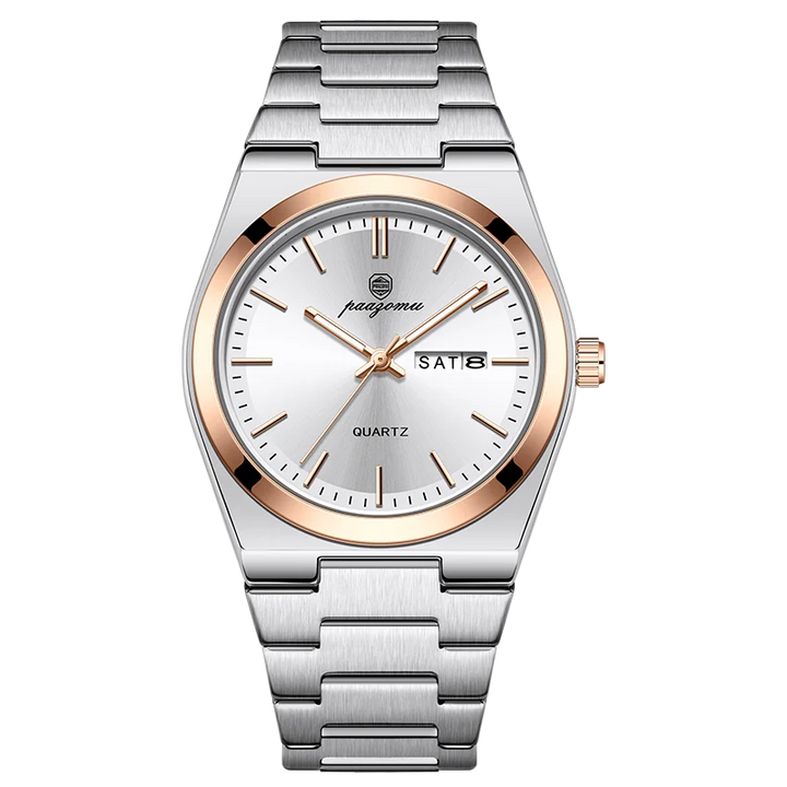 PAAZOMU Luxury Sport Quartz Man Wristwatch Waterproof Luminous Date Week Men Watches Stainless Steel Men's Watch Male Reloj+box