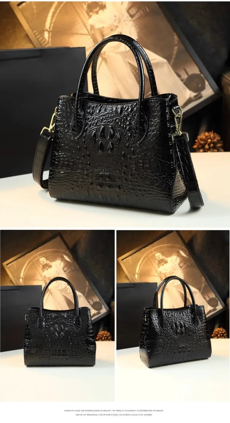 Crocodile Pattern Large Capacity Handheld Shoulder Bag