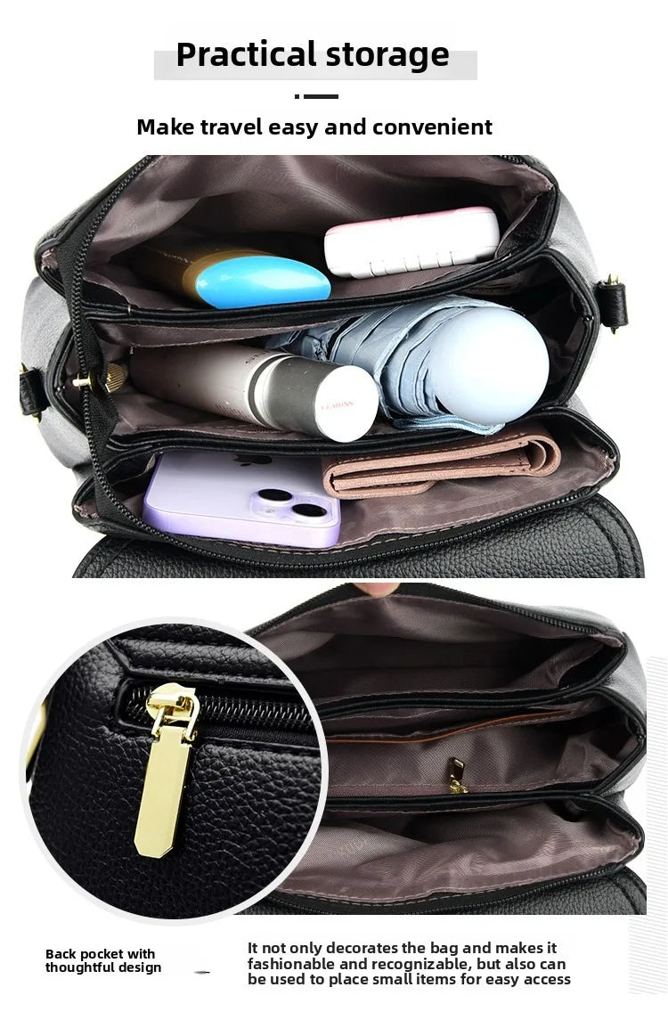 Women's Soft Real Leather Horizontal Crossbody Bag