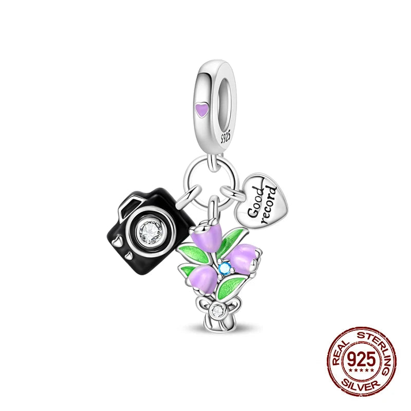 925 Sterling Silver Floral Bouquet Charm