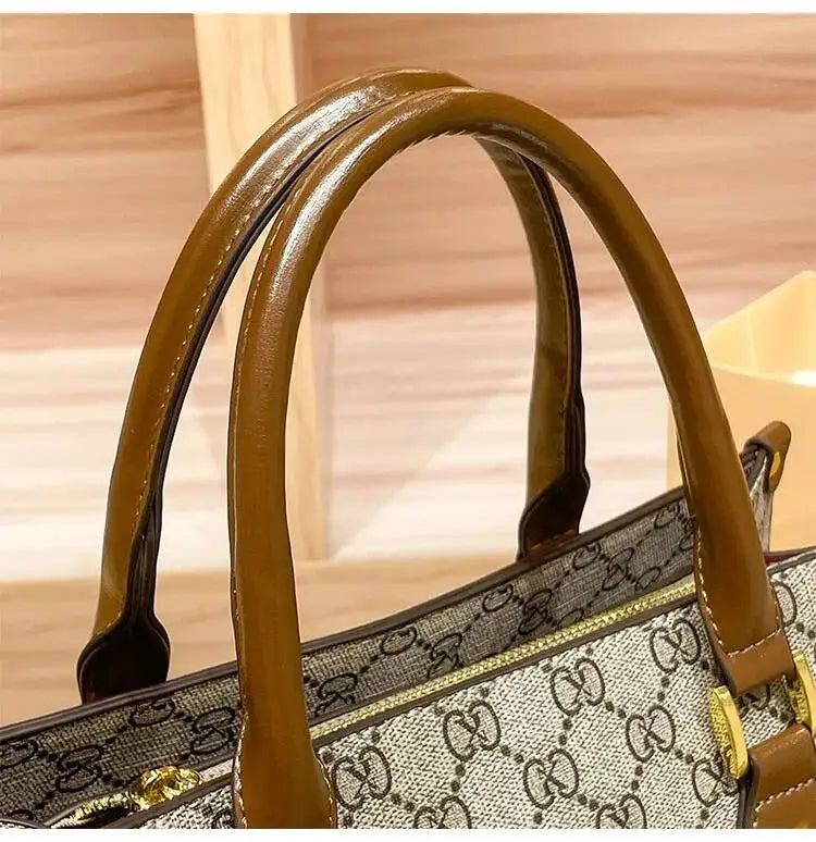 Women's Printed Microfiber Leather Large Tote and Crossbody Bag