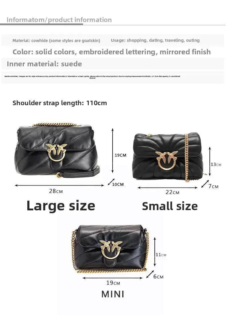 Genuine Leather Swallow Chain Crossbody Bag