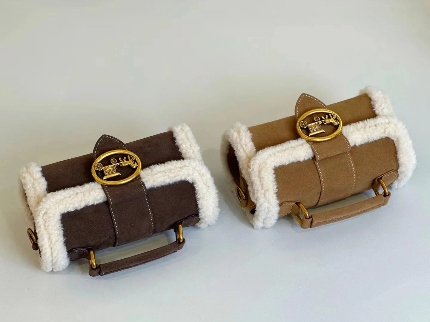Designer Plush Small Square Crossbody Handbag