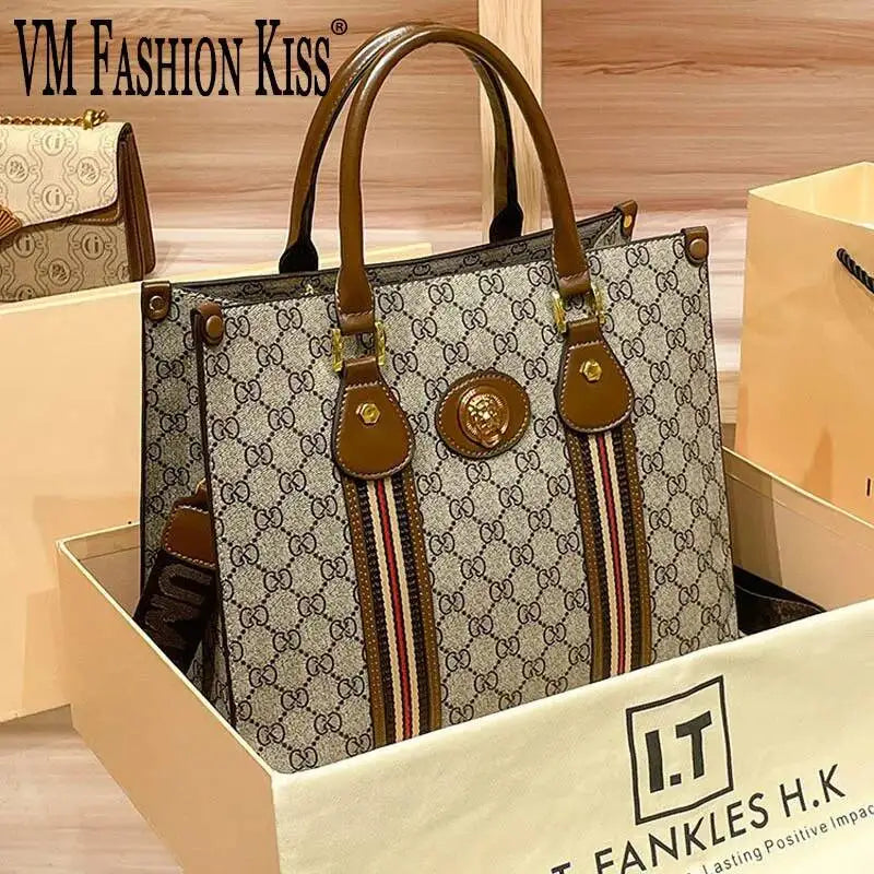 Women's Printed Microfiber Leather Large Tote and Crossbody Bag
