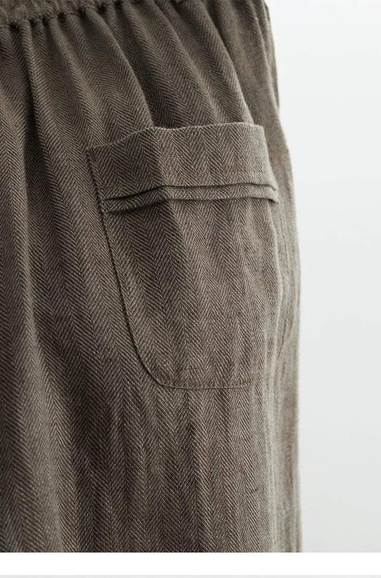 Women's Plus Size Loose Ramie Linen Elastic Waist Casual Pants