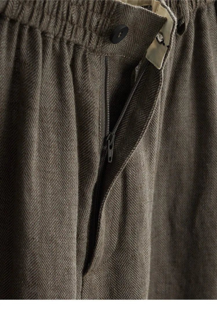 Women's Plus Size Loose Ramie Linen Elastic Waist Casual Pants