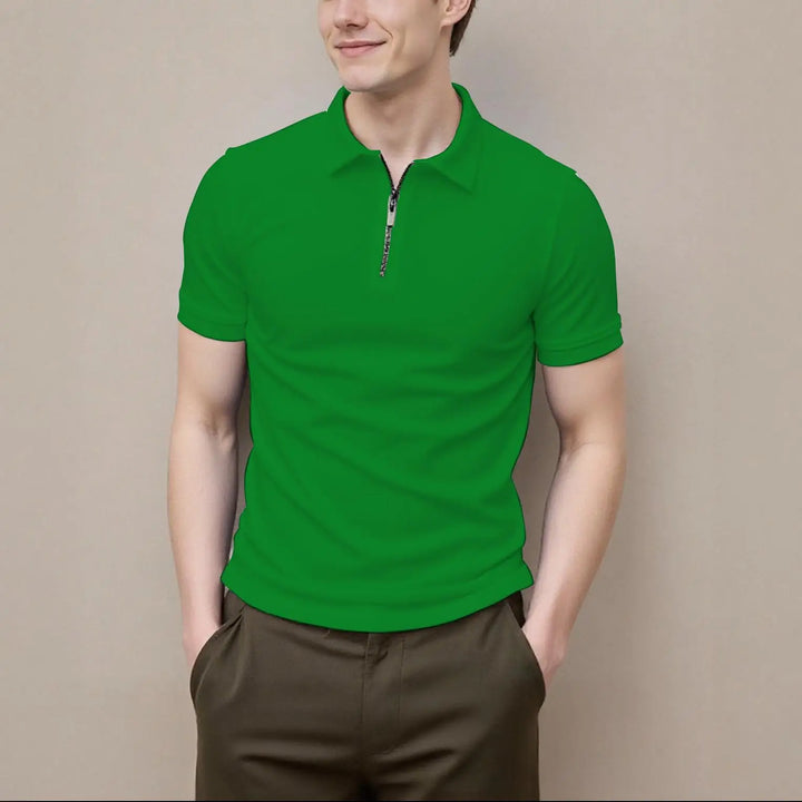 Men's Zip-Front Short-Sleeve Polo Shirt
