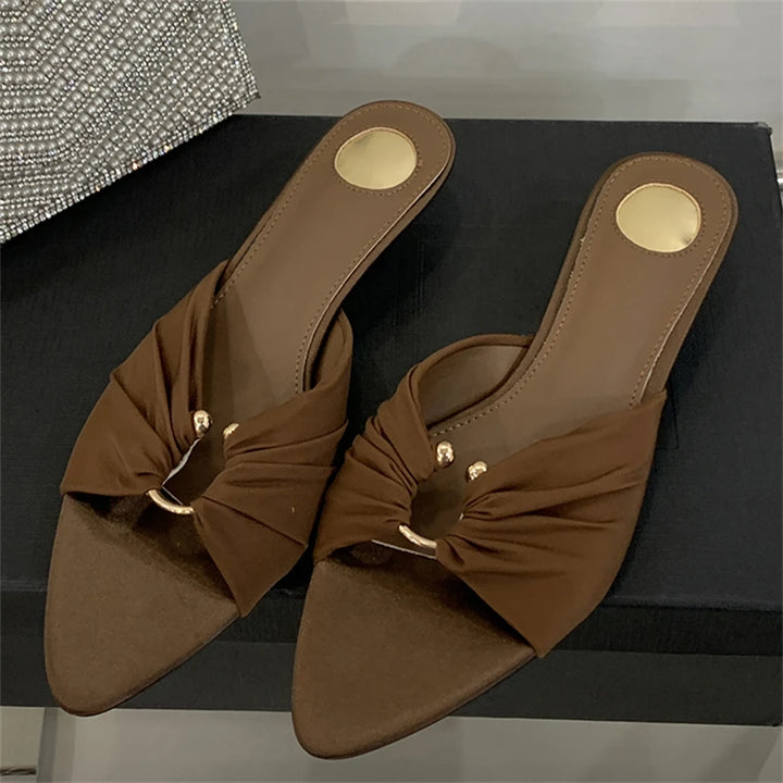 Women's Pointed-Toe Low-Heel Slip-On Sandals